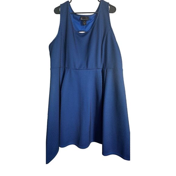 Lane Bryant Cobalt Blue & Black Fit and Flare Skater Dress – Size 26 Plus - Picture 2 of 8